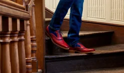 Mcclean - Red Hand Painted / Navy Suede